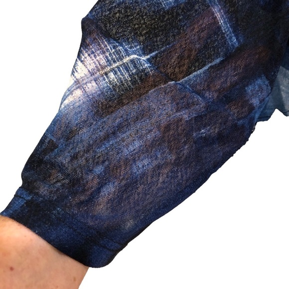 Calessa mixed media cowl neck tunic top asymmetrical hem metallic thread Size M - Picture 4 of 9